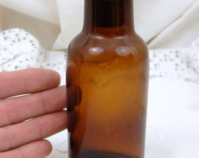 Antique French Amber Glass Medicine Apothecary Bottle with Cork Stopper, French Country Decor, Apothecary Decor, Retro, Interior, Parisian