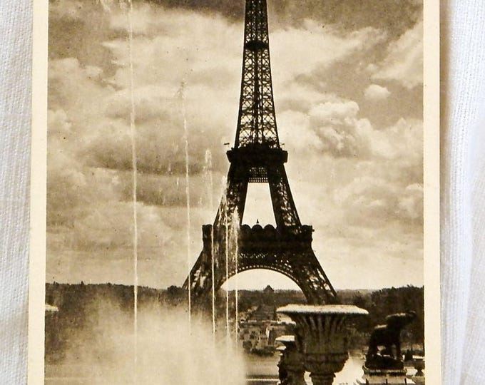Vintage French Sepia Postcard, Eiffel Tower, French Decor, Vintage Parisian Decor, Shabby, Provencal, Art Deco, Vacation, Europe, France
