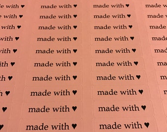 Pink Made With Love Stickers / Envelope Seals / Made With Heart Labels