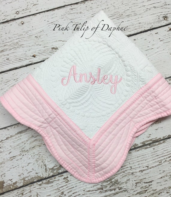 Monogrammed baby quilt Monogrammed baby blanket Keepsake