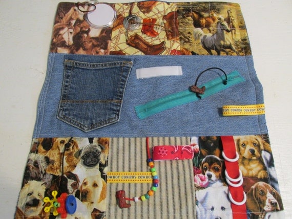 Alzheimer's Fidget Blanket Cowboy / Horses / Dogs  Alzheimer's / Dementia / Autism / Restless Fingers Sensory Blanket