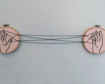 Cat's Cradle Embroidery Hoop Wall Art Set