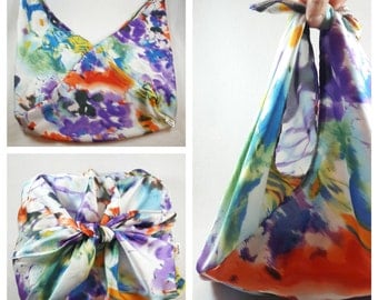Eco-friendly upcycled Bento bag alternative carry-out snack picnic lunch sack triangle tie handle