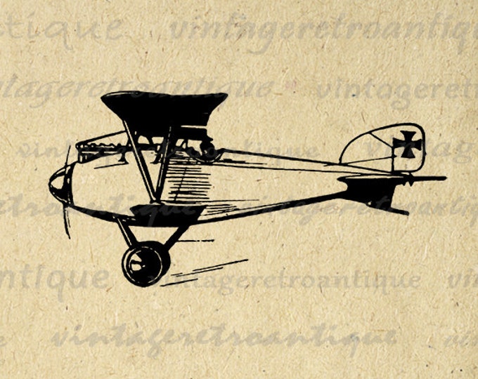 Printable Antique Airplane Graphic Image Vintage Plane Digital Illustration Download Clip Art Jpg Png Eps HQ 300dpi No.960