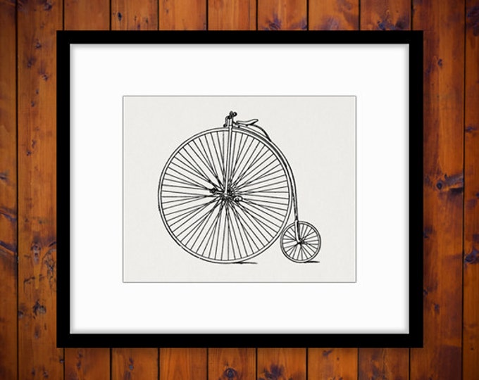 Digital Image Antique High Wheel Bicycle Graphic Illustration Printable Bike Download Artwork Vintage Clip Art HQ 300dpi No.3105