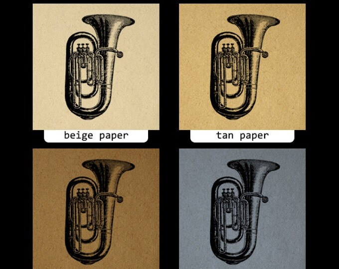 Printable Graphic Baritone Horn Digital Musical Instrument Image Band Download Vintage Clip Art Jpg Png Eps HQ 300dpi No.1087
