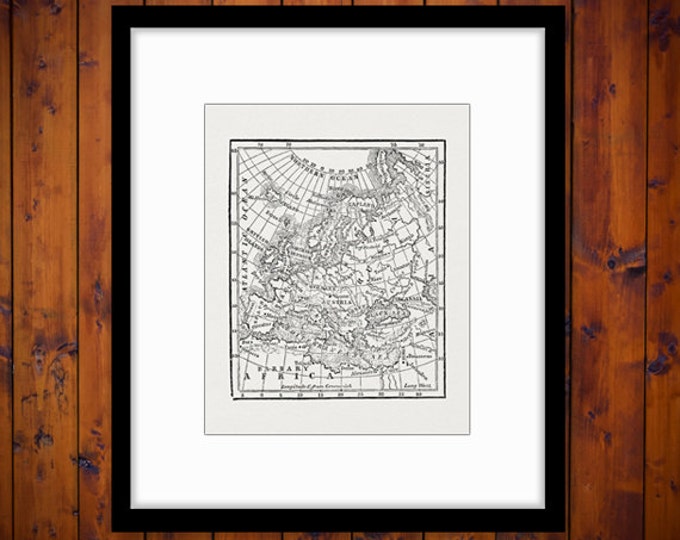 Antique Map of Europe Printable Digital Graphic Image Illustration Download Vintage Clip Art Jpg Png Eps HQ 300dpi No.3623