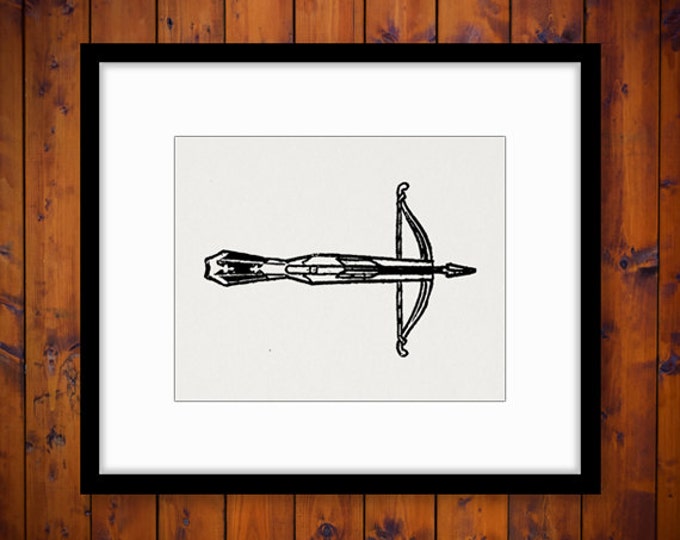 Crossbow and Arrow Graphic Image Download Bow Digital Printable Illustration Vintage Clip Art Jpg Png Eps HQ 300dpi No.3594