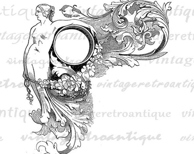 Classical Design Element Printable Digital Download Corner Image Ornament Emblem Graphic Vintage Clip Art Jpg Png Eps HQ 300dpi No.697