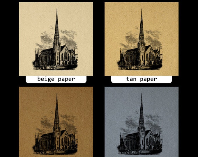 Printable Graphic Antique Church Image Digital Download Artwork Vintage Clip Art for Transfers Making Prints etc HQ 300dpi No.2944