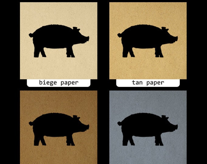 Printable Pig Silhouette Image Digital Pig Graphic Farm Animal Shape Pig Download for Transfers Pillows Tea Towels etc HQ 300dpi No.4695