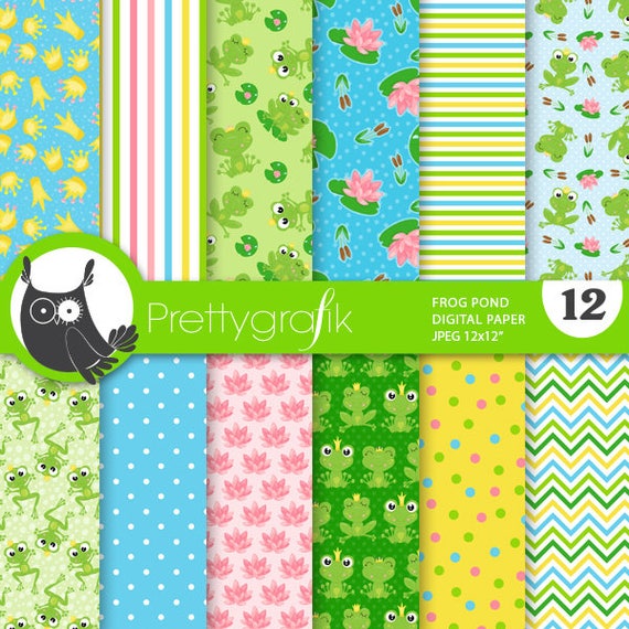Frog paper digital papers, commercial use, pirate scrapbook papers, background, prince - PS860 Il_570xn