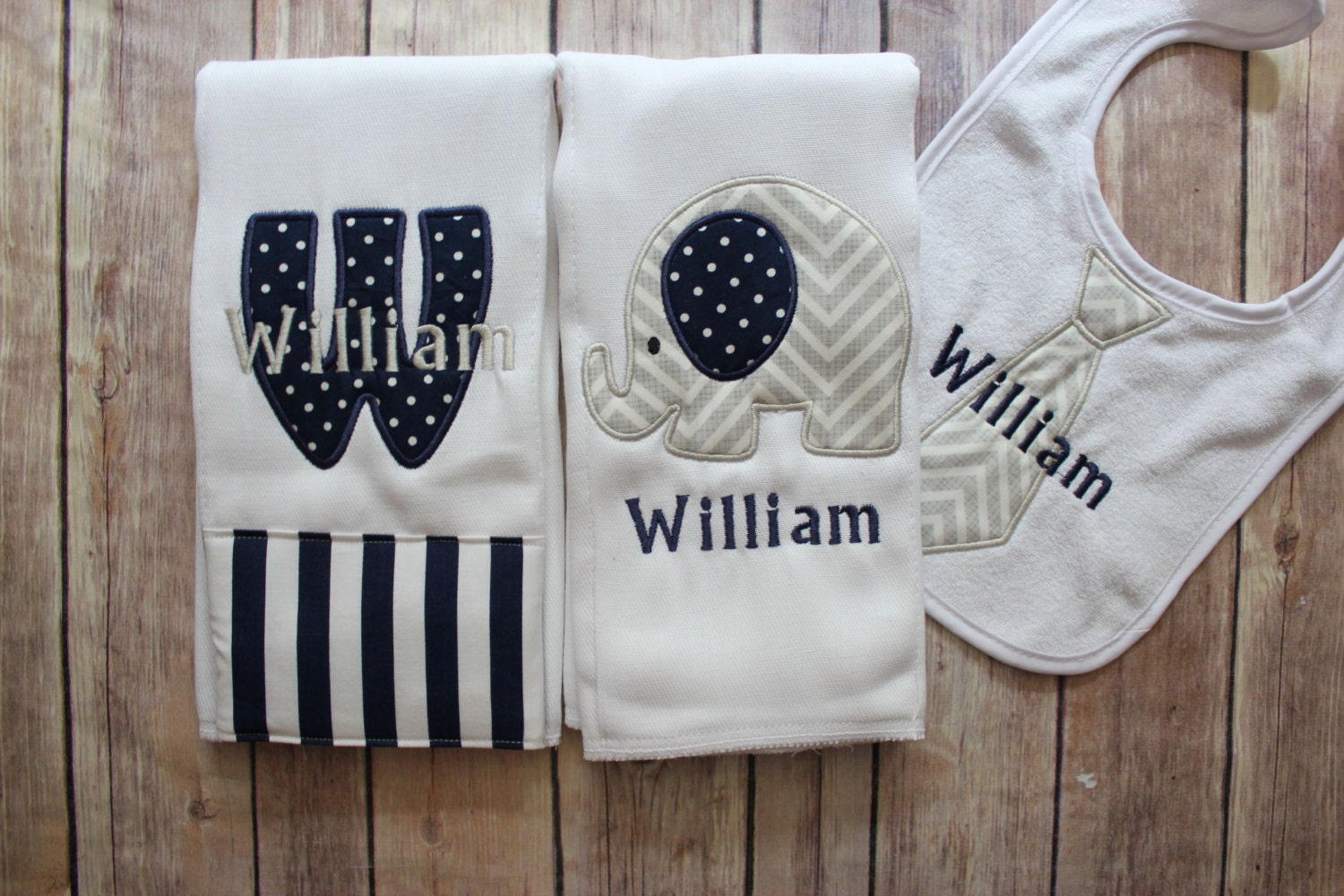 Monogrammed Baby Boy Burp Cloth Set Personalized Baby Boy