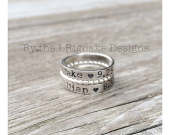 sterling silver stacking personalized name ring (1 ring)