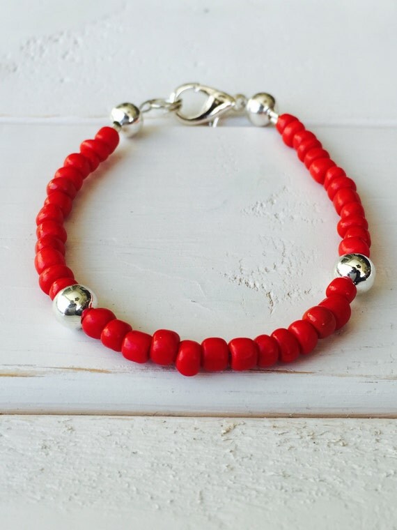 Items similar to Red Beaded Bracelet, Fourth of July Bracelets ...