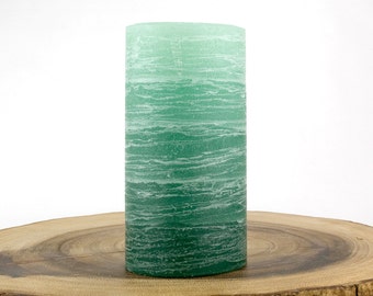 Green Rustic Pillar Candle - 3x6" - Layered Fade Style - Spring Candles - Rustic Decor