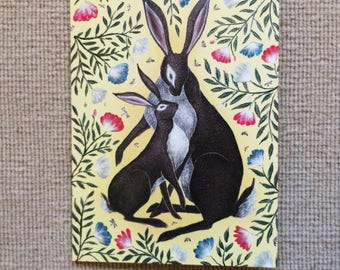 Mother & Baby Hare Greetings Card