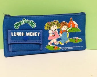 Vintage Cabbage Patch Kids, Zipper Bag, CPK Pencil Bag, 1980s CPK, Lunch Money Bag, Vintage School Supplies, 1980s Cabbage Patch Collectible