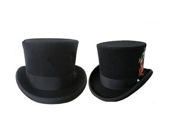 STTHBA - Black Wool Felt Top Hat in sizes 55-61cm circumference.