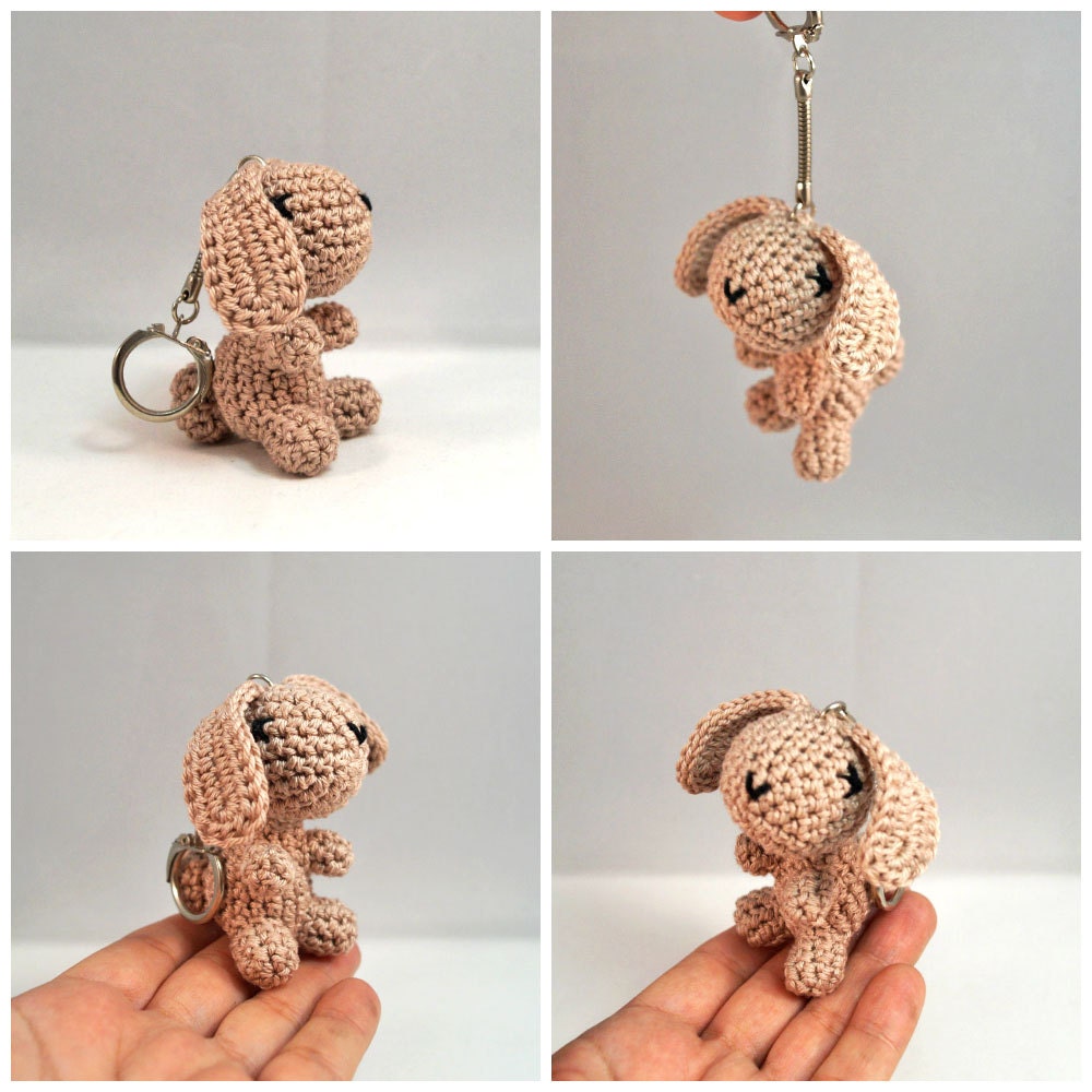 Bunny Keychain Bag Charm Keyring Crocheted size Small