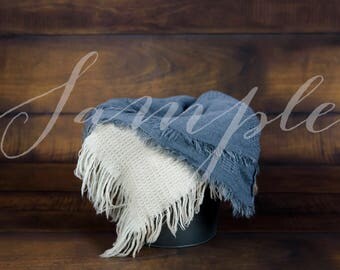 Newborn Baby Digital Backdrop - Photo Session - Metal Bucket - Gray & White