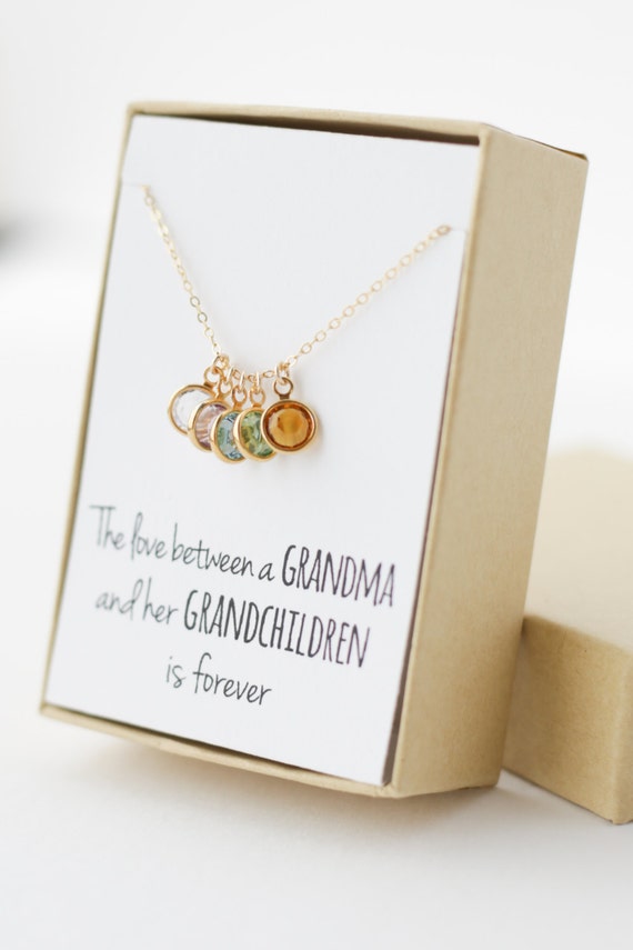 Birthstone Charm Necklace Grandma Gift Gifts for Grandma