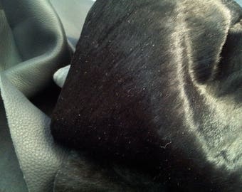 Crafts - Lot of Leather Scraps - Black Calfhair!! - Approz 8 oz / Half Pound Lots - NEW!!