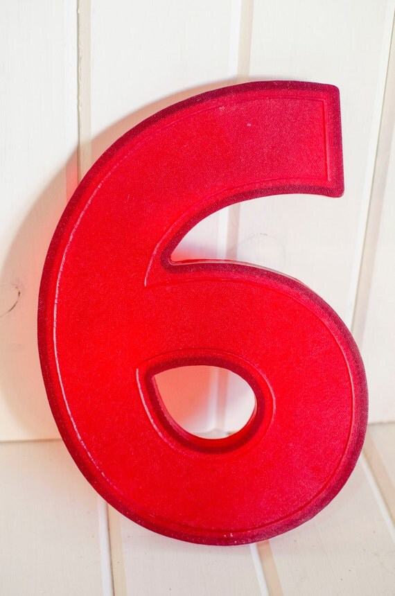 Antique Theatre marquee letter Number 6 Red Plastic by GallyGoods