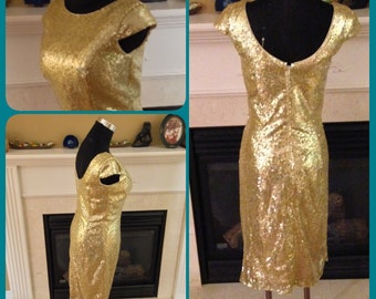 Sequin short dress, sequin bridesmaid dress, gold sequin dress - Clearance