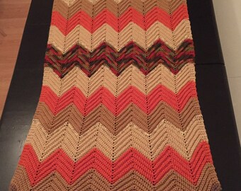 Vintage Hand Knit Throw Blanket - Retro Blanket