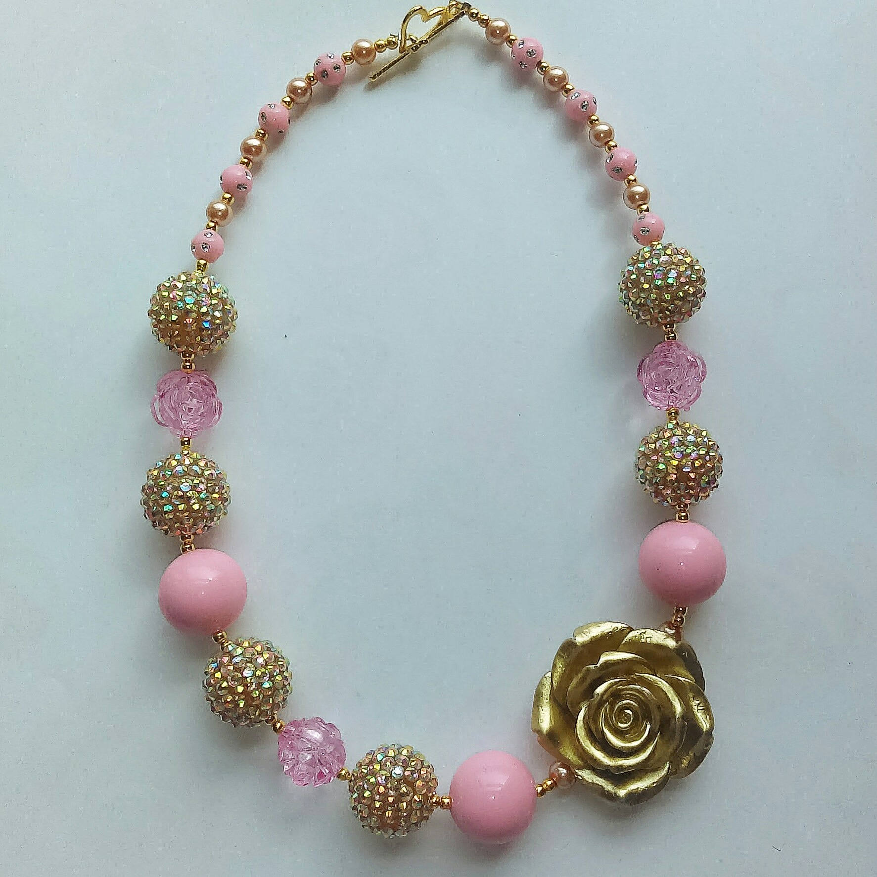 Pink and Gold Chunky Bead Necklace