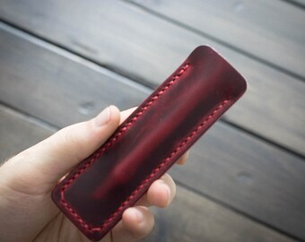 Fountain Pen Case, Pen Sleeve, Pen Holder - Cherry Leather Chromexcel Kaweco Liliput Kaweco Sport