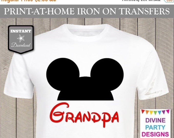 SALE INSTANT DOWNLOAD Print at Home Red Mouse Ears Grandpa Printable Iron On Transfer / T-shirt / Family / Trip / Birthday Party / Item #236