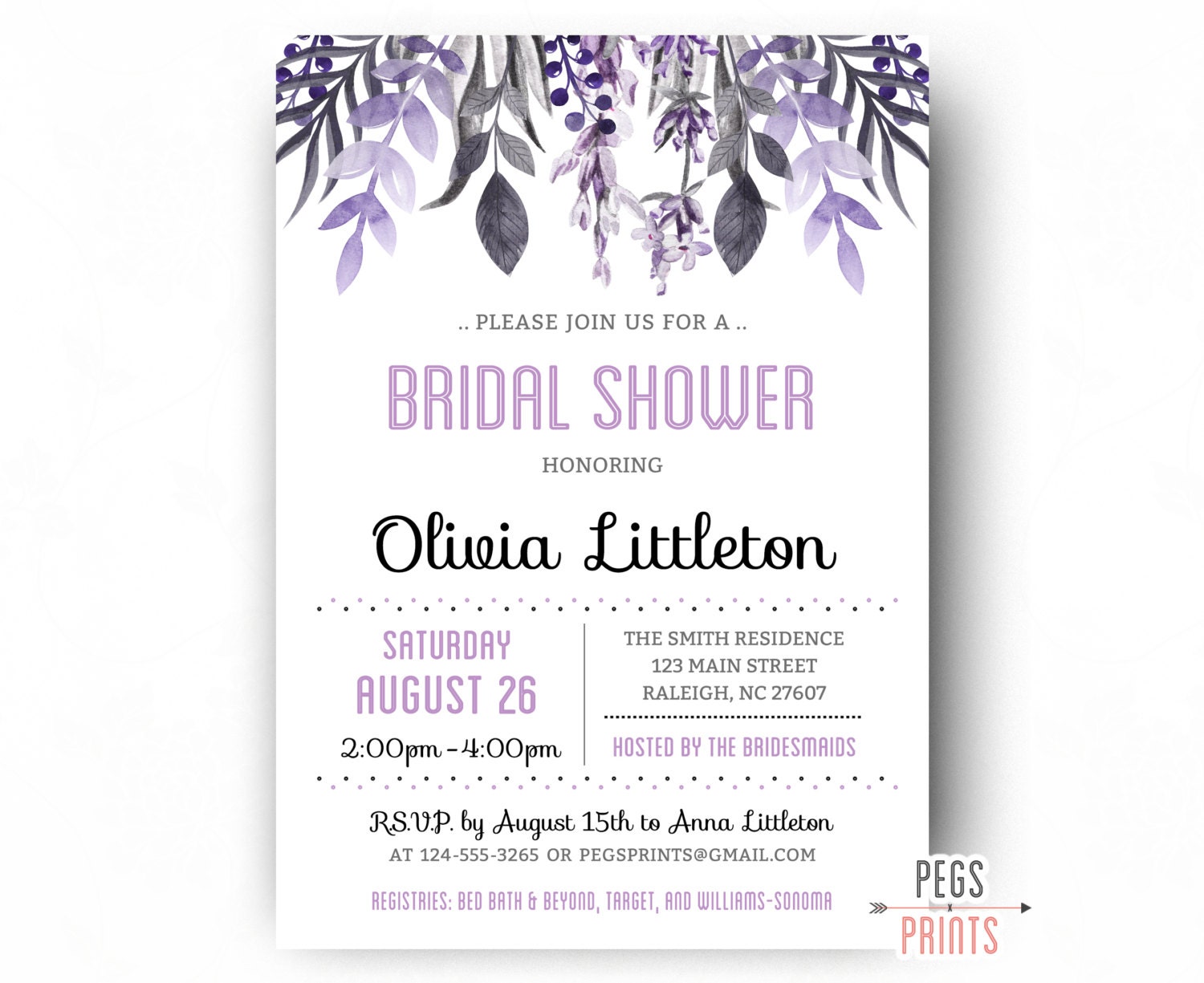 Lavender Bridal Shower Invitations 10