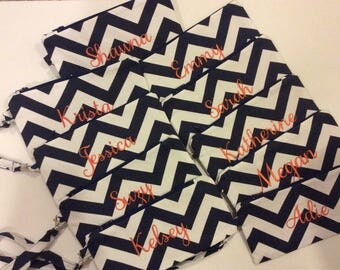 Navy Blue White Chevron Print Wristlet with Zipper, Blue Wristlet, Bridesmaid Clutch, Purse, Wedding, Bag, cellphone case