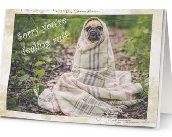 Pug get well card | Etsy