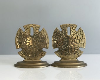 Vintage Brass Sand Dollar Bookends
