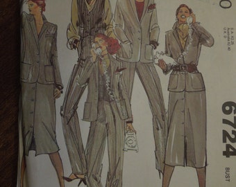 McCalls 6724, size 12, lined jacket, vest, skirt and pants, UNCUT sewing pattern, craft supplies, misses, womens
