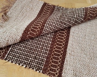 Swedish Handwoven rag rug. Carpet, traditional nordic folk craft. Including shipping. Coffee - chocolate.