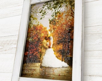 First Dance Lyrics Frame, First Dance Lyrics Canvas, Custom Wedding Gift, Anniversary Gift, with Handcrafted Cottage Chic Frame