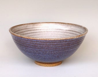 Ceramic bowl, large bowl, blue bowl, lavender bowl, serving bowl, stoneware