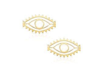 Gold Eye Pendant, 2 Pcs, Oval Eye Connector, Geometric Connector, Laser Cut Pendants, Trendy Jewelry, Wholesale Pendants, Evil Eye Jewelry