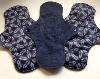 9" moderate cloth menstrual pad organic bamboo hemp and cotton absorbent core fabric sanitary napkins washable and reusable fabric pads