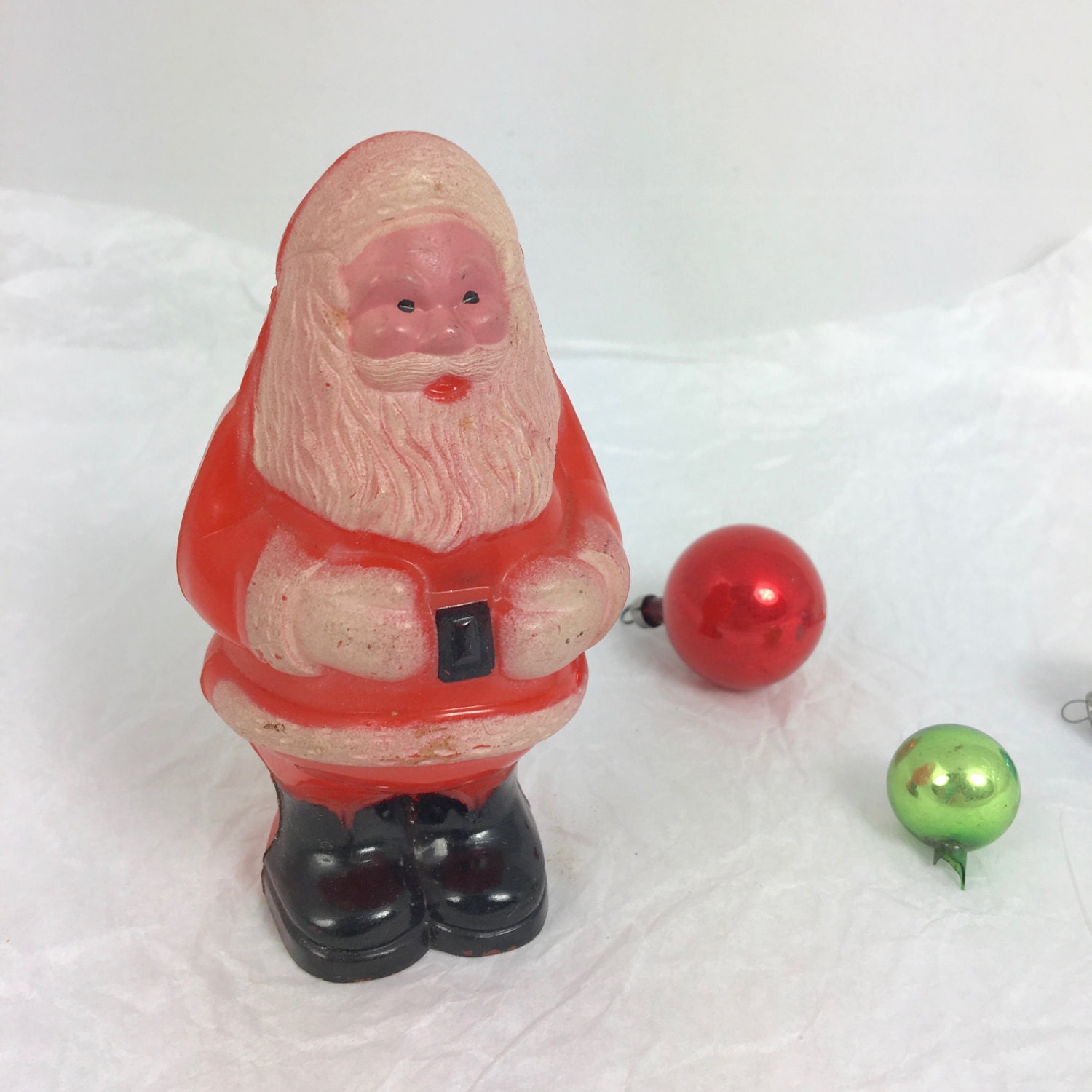 Vintage Santa mid century hard plastic rattle USA Christmas