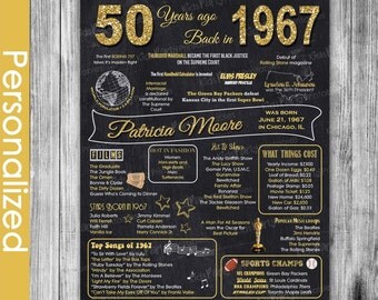 50th Birthday Gift for Women, 50th Birthday Chalkboard, 50th Birthday Poster Sign Party Decoration PRINTABLE, 1967 Birthday Mom Ideas Men