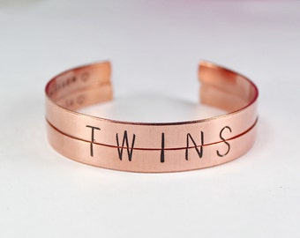 Twins Bracelet Set, Twin Sisters Bracelets, Split Half Word Cuff Bangle Bracelets, Twin Bracelet Gift, Sisters and Best Friend Jewelry