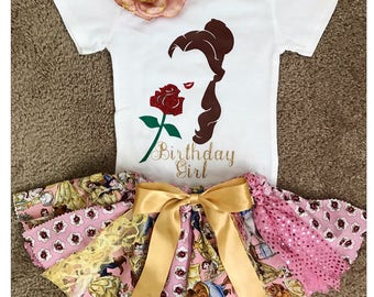 Belle-Disney Princess-Disney Princess Party-Princess Belle-Belle Outfit-First Birthday Set-Belle Shirt-Belle Oneise-Beauty and the beast-