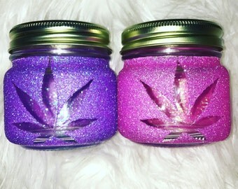Solid Color Glitter Stash Jars || Marijuana Accessories | Weed Jar | Stoner gifts