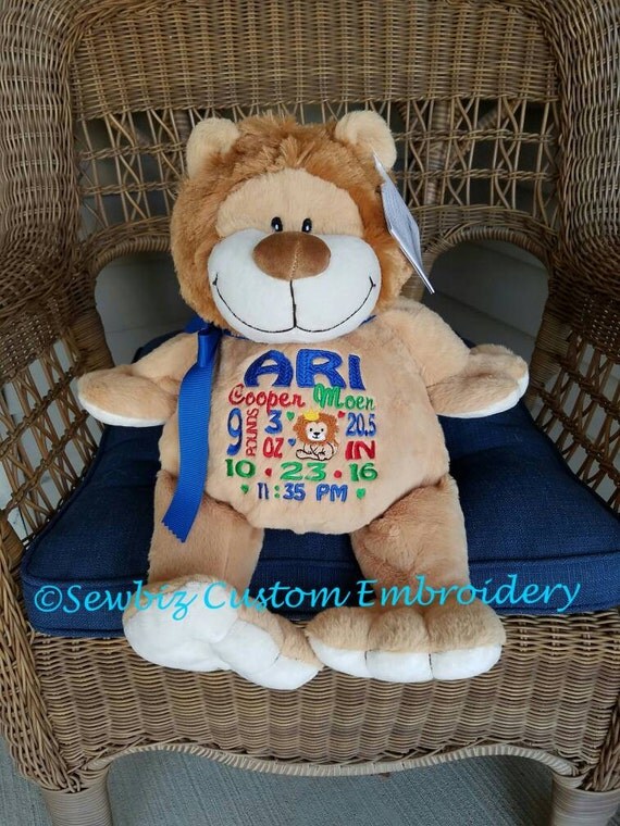 Items similar to Personalized Baby Gift, Stuffed Animal, Lion Stuffed Animal, Monogrammed