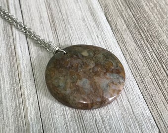 Pieces - Pcregitse D Necklace - 4886767 Brown Stone